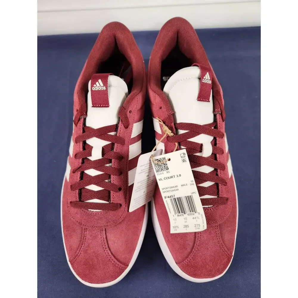 adidas VL Court 3.0 IF4457 Men's 10.5 Shadow Red White Suede NIB